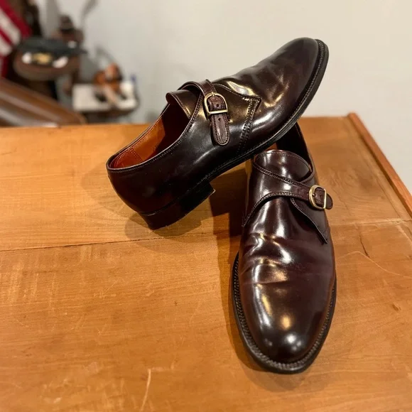 ALDEN Shell Cordovan Plain Toe Monk Strap Dress Shoes | Size 10.5 - Picture 2 of 11